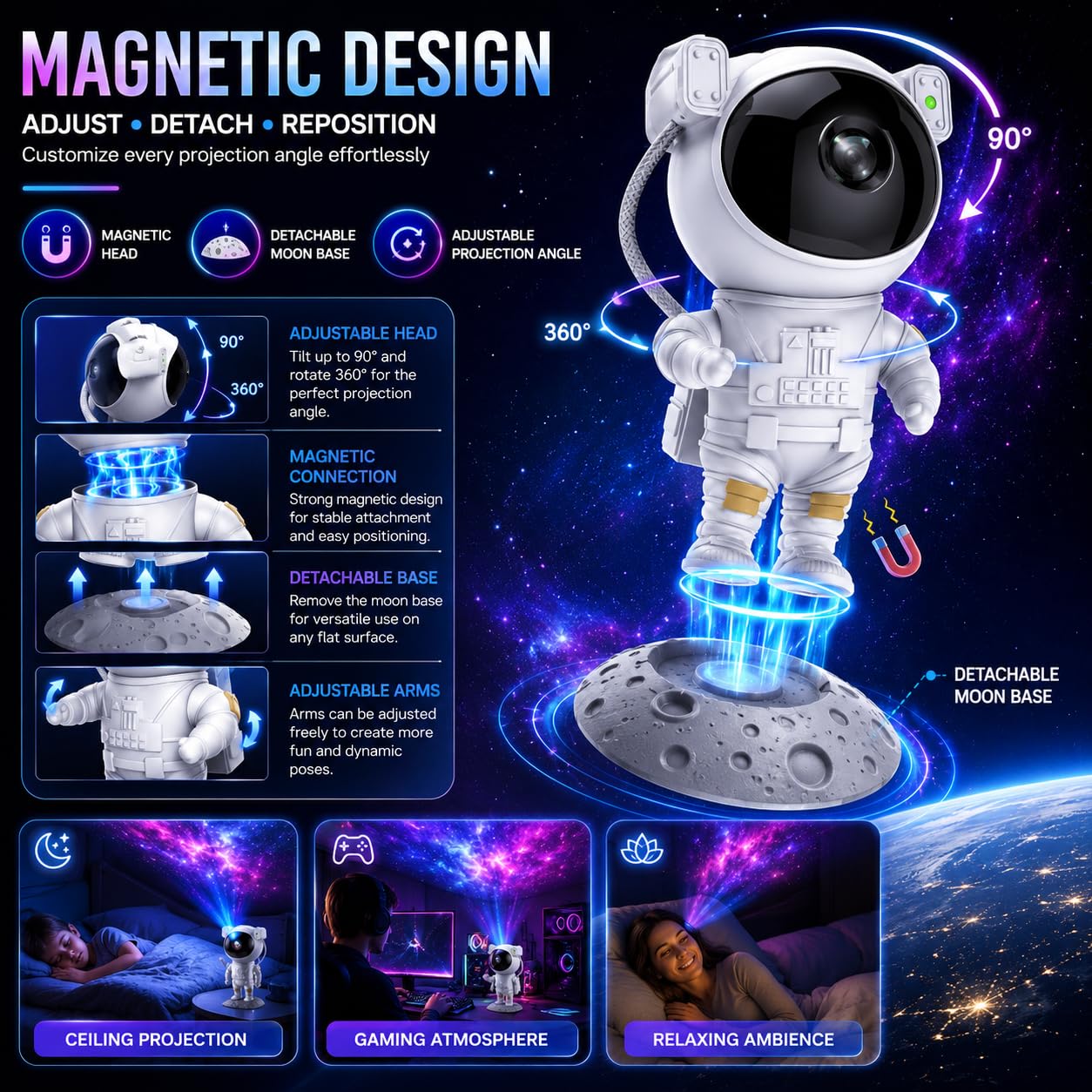 Astronaut Galaxy Projector Night Light