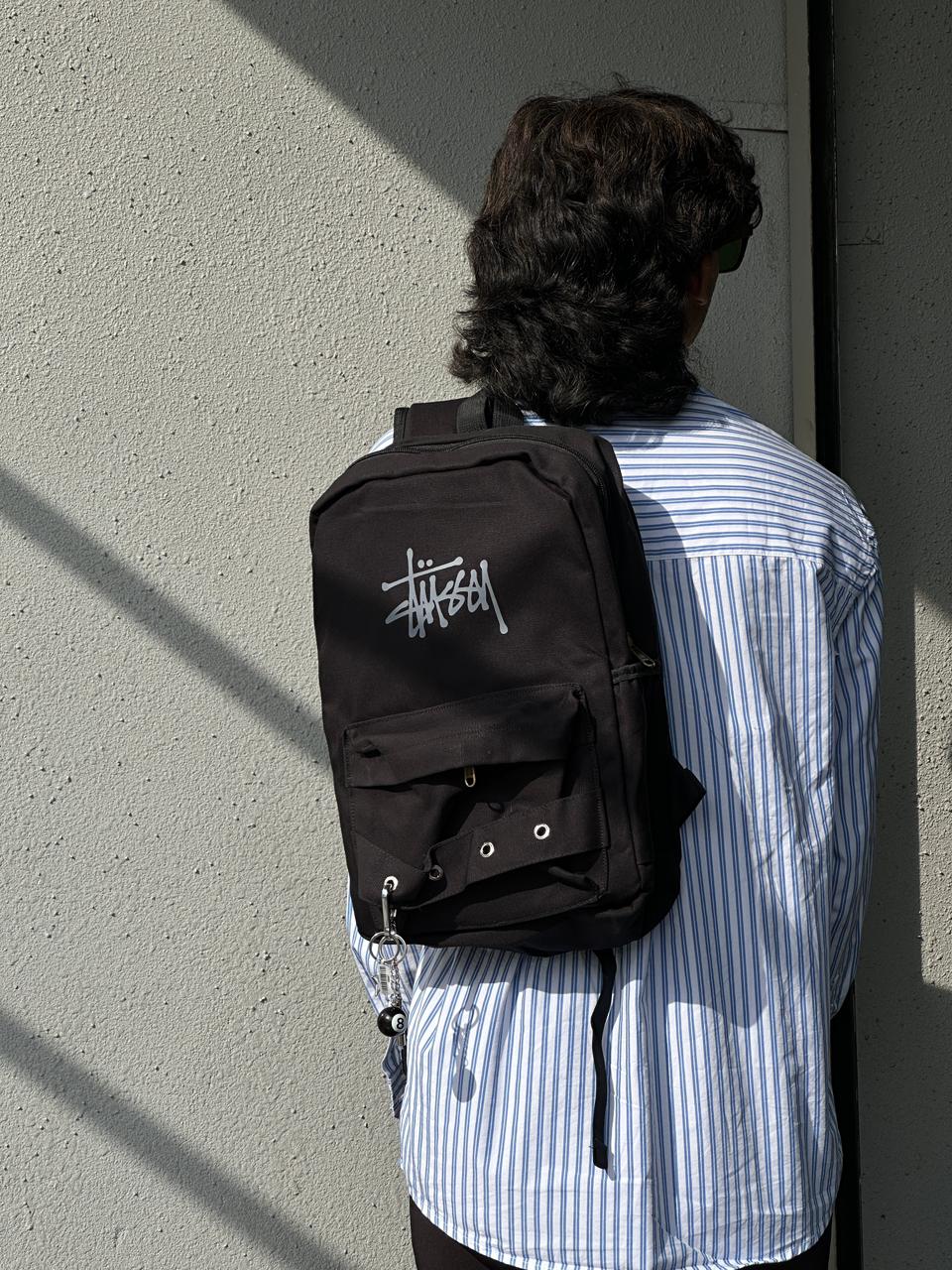 Black Printed Backpack