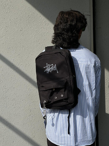 Black Printed Backpack