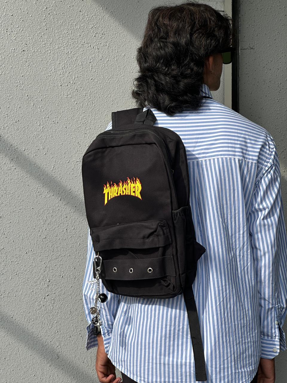 Black Printed Backpack