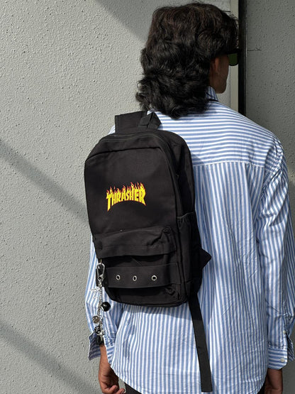 Black Printed Backpack