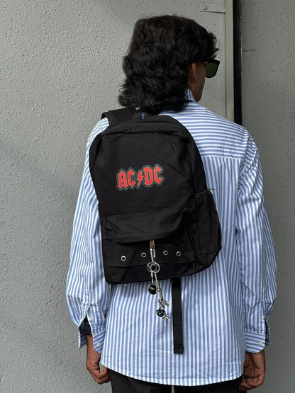 Black Printed Backpack