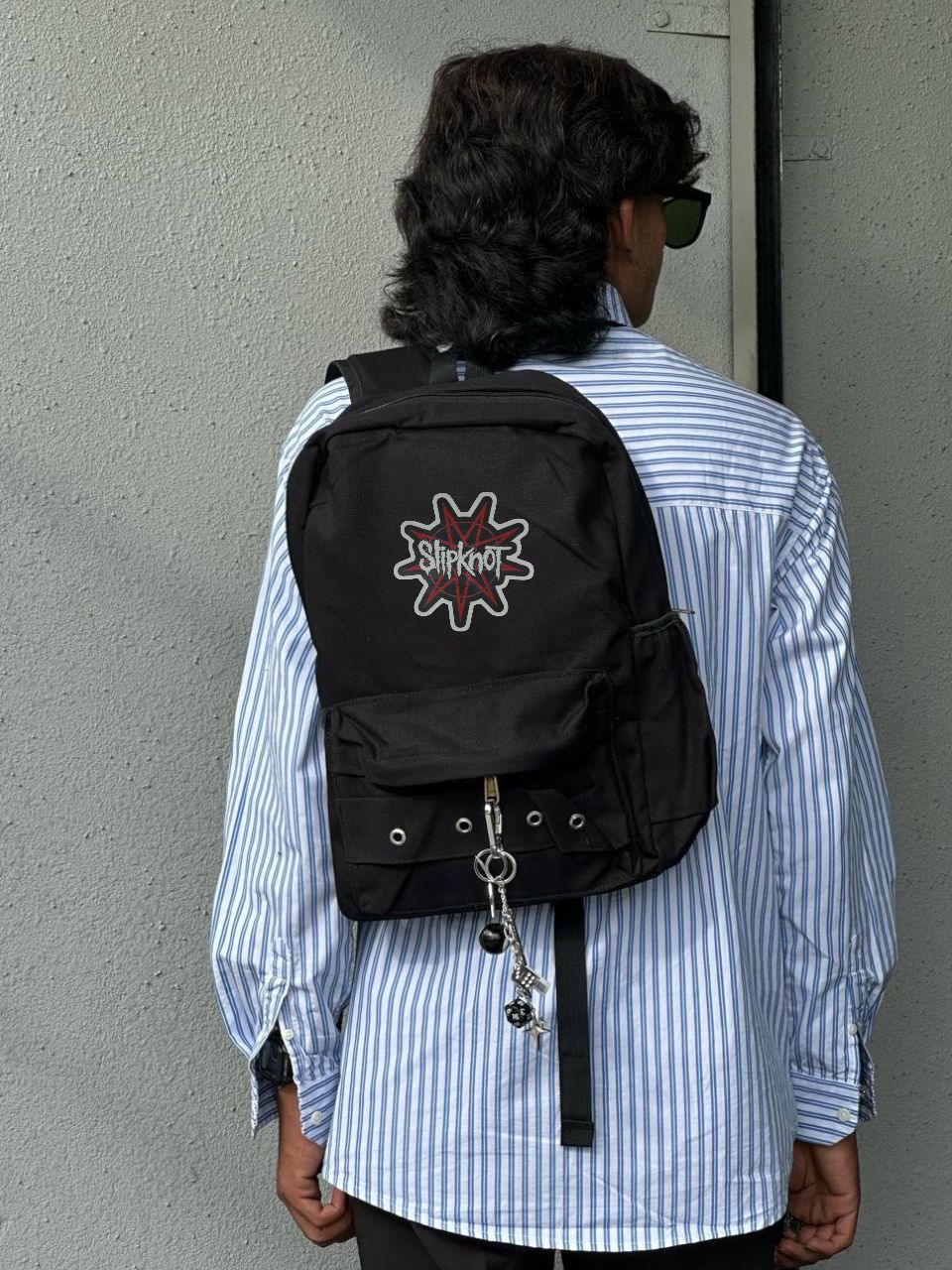 Black Printed Backpack
