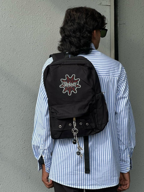 Black Printed Backpack