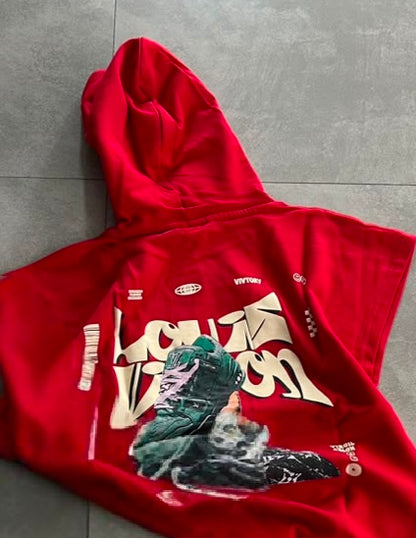 Premium Oversized Sleeveless Graphic Hoodie
