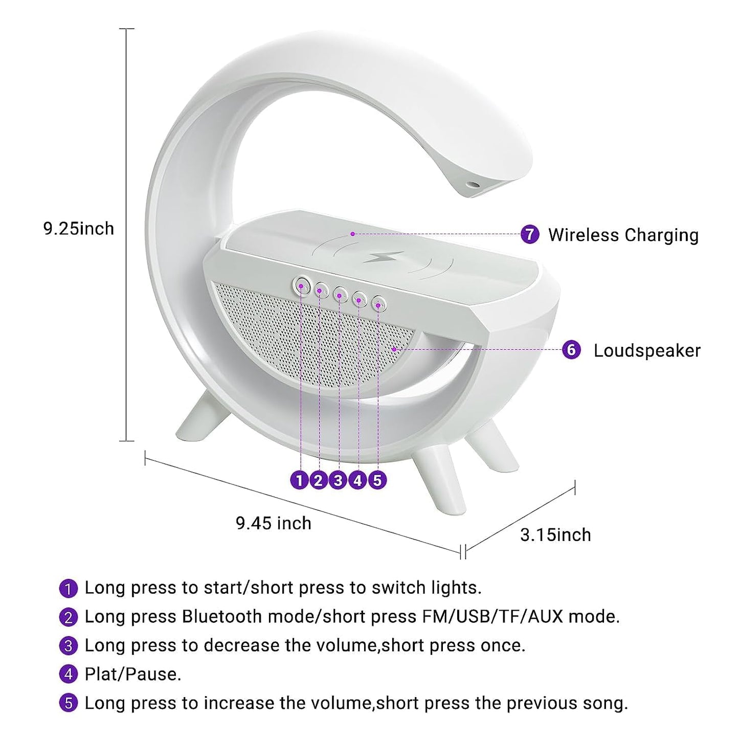 Wireless Charging Desk Lamp with Bluetooth Speaker