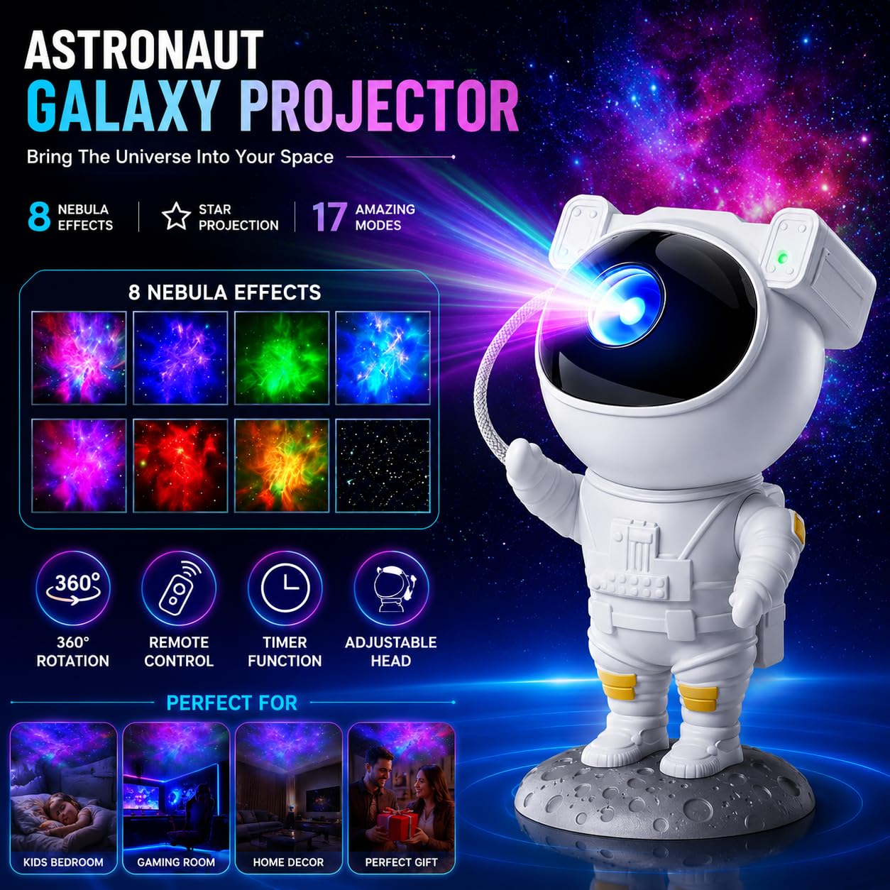 Astronaut Galaxy Projector Night Light