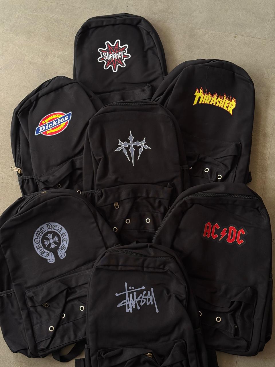 Black Printed Backpack