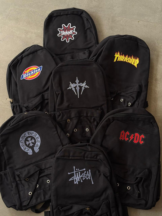 Black Printed Backpack
